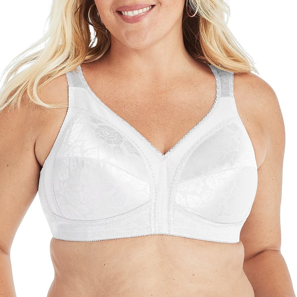 MSRP $39 Playtex 18 Hour 4693 50D White Ultimate Shoulder Wireless Bra Full Cove